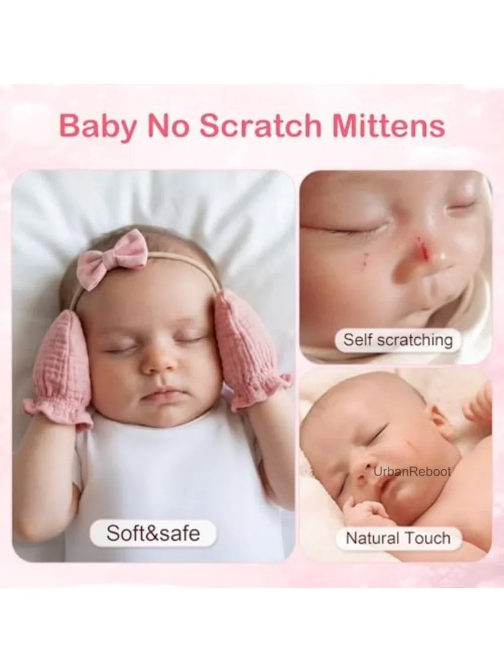 100% Cotton Muslin Baby Mittens No Scratch Gloves Newborn 0-6 Months